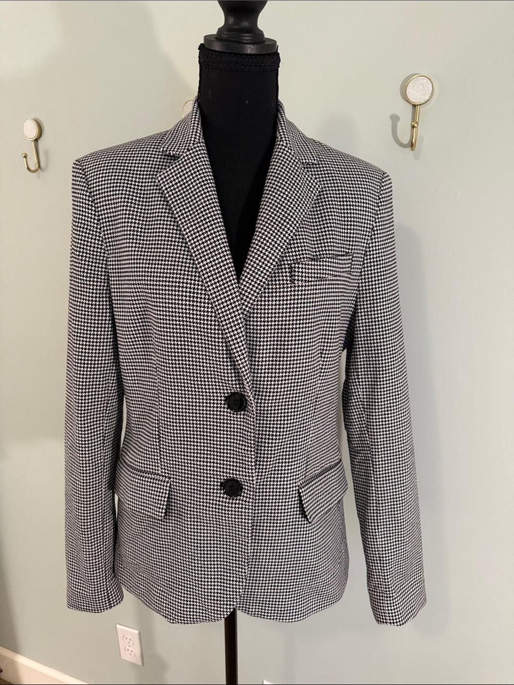 Lauren Ralph Lauren Black and White Houndstooth Blazer